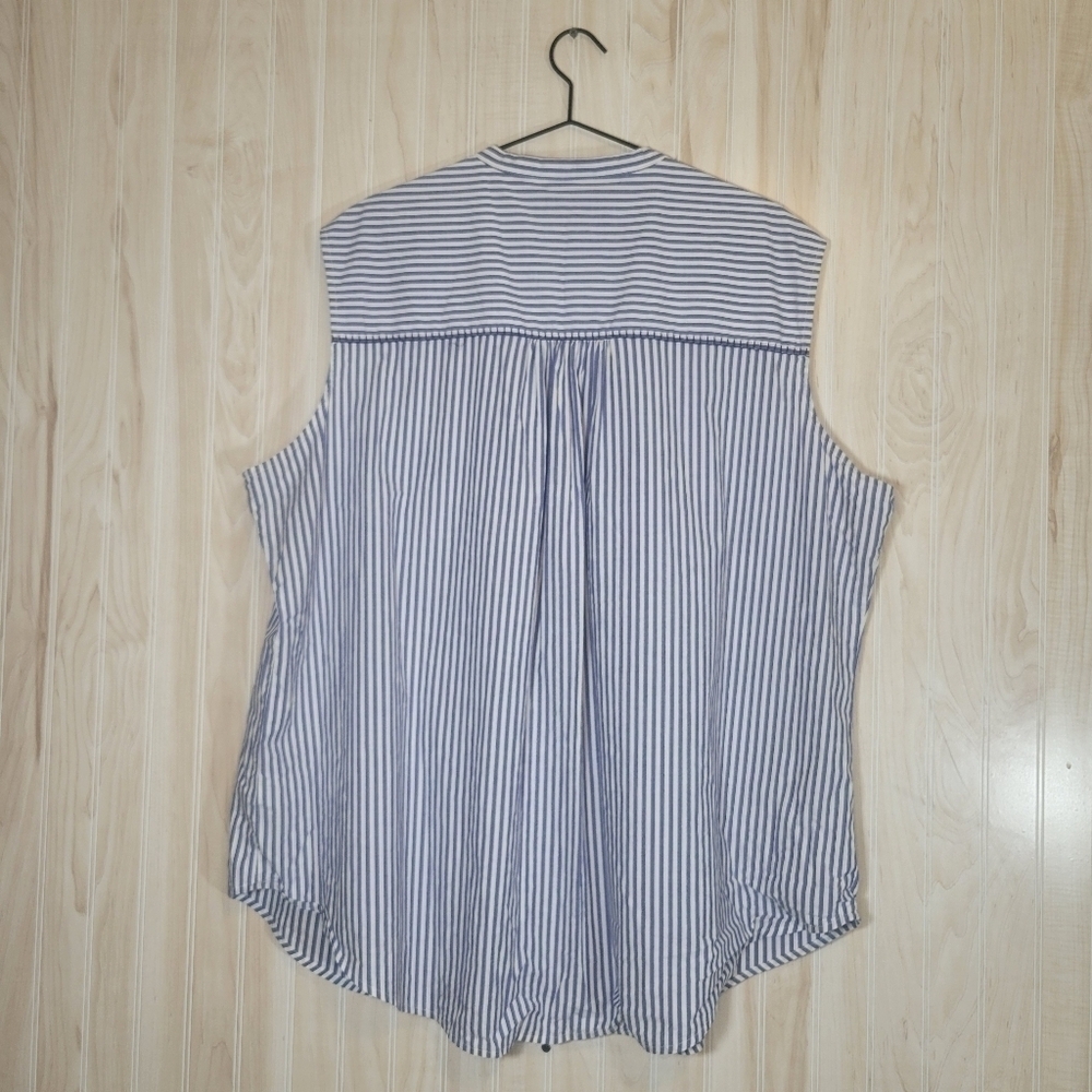 Lane Bryant Blue and White Sleeveless Tunic - Picture 4 of 5